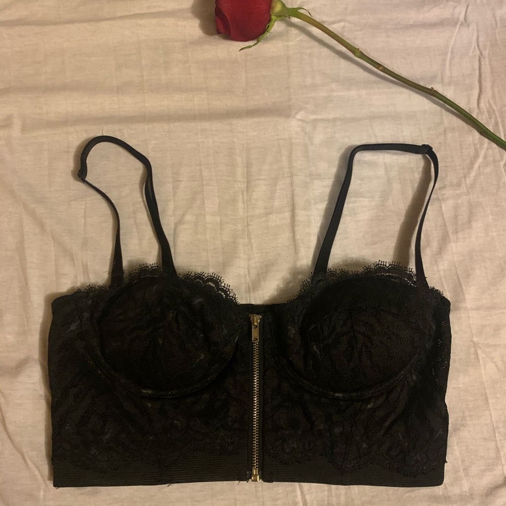 Blackheart black lace cropped bustier.